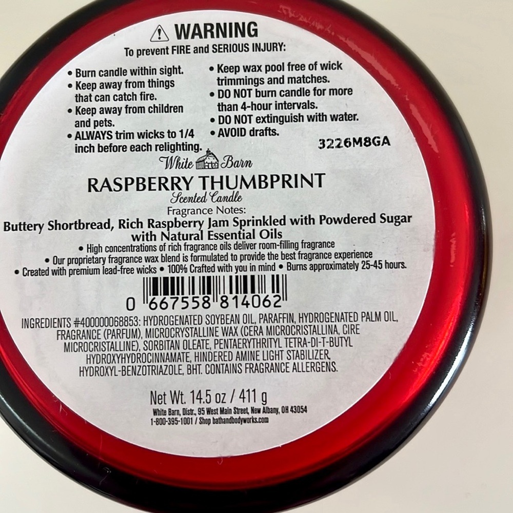 Bath & Body Works Raspberry Thumbprint Candle - Picture 3 of 3